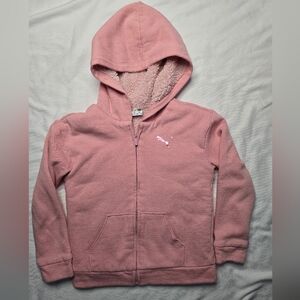Puma pink sherpa lined zip up hoodie kids size XS
